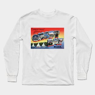 Greetings from Onset Bay Massachusetts, Vintage Large Letter Postcard Long Sleeve T-Shirt